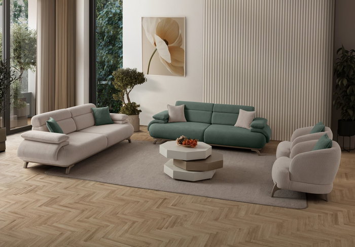 Atelier Del Sofa Bonjo Silver - Green Sofá de 3 plazas